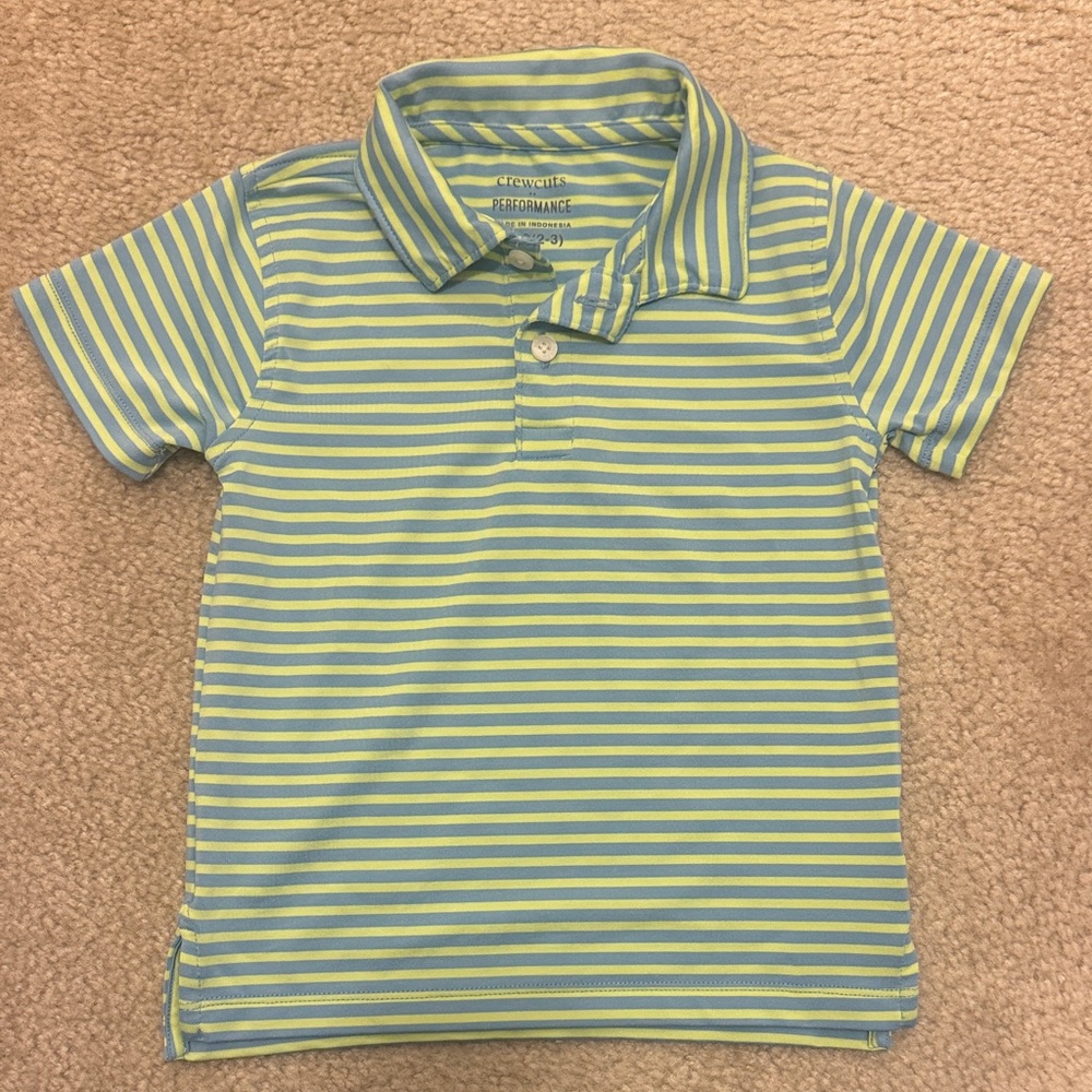 Crewcuts Blue and Green Striped Polo